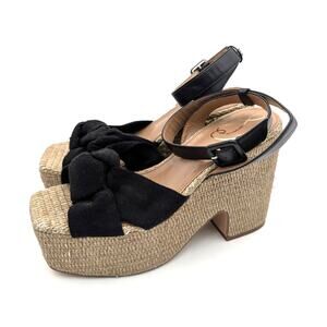 Sam Edelman Theresa Platform Sandals Open Toe Women's Black Size US8 EU38.5